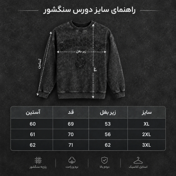 دورس سنگشور یقه گرد ذغالی تینت خاکستری طرح 5 تیکه دوز پارچه دورس سه نخ با کیفیت X120 / اورجینال دیلم