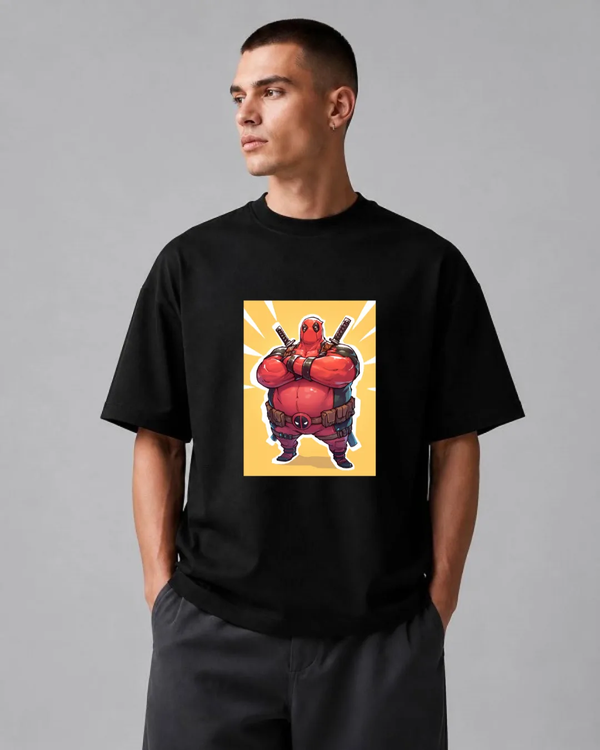 تیشرت باکسی سفید | طرح ددپول فانتزی | سبک Chonky Comic Streetwear