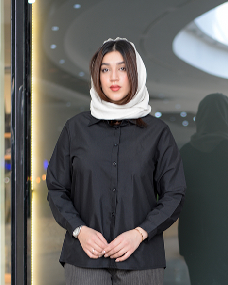 خرید شومیز زنانه بیسیک مشکی (بور نیست) 7178