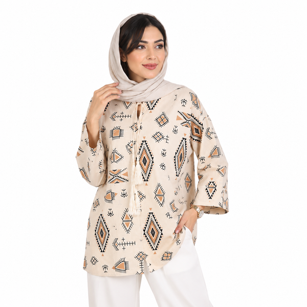 تونیک زنانه لینن منگوله دار