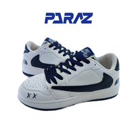 خرید کفش اسپرت زنانه و پسرانه مدل نایکی تراویس nike Travis سفید آبی با بند اضافه