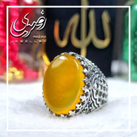 خرید انگشتر نقره مردانه طرح ضریح با نگین شرف الشمس 