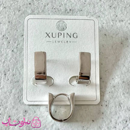 خرید گوشواره زنانه ژوپینگ مدل مستطیلی نقره ای رنگ