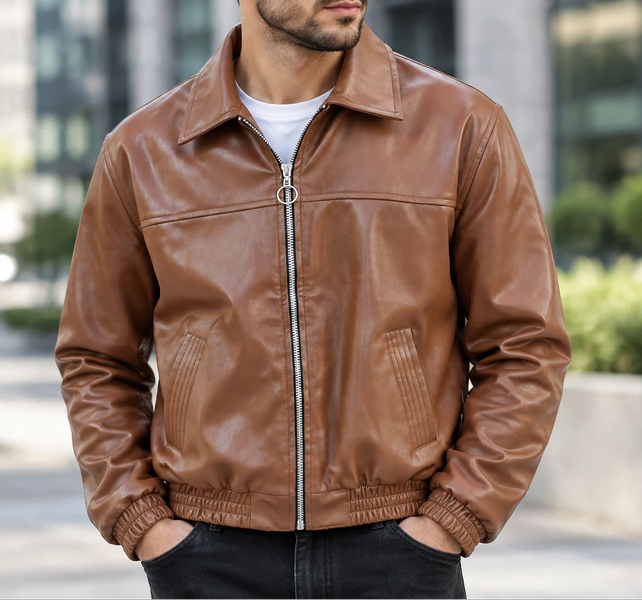 خرید جکت چرم براق باکسی لواشکی  1905 آستین و پایین کش 🍁 * استایل ترند و فوق العاده باکیفیت 