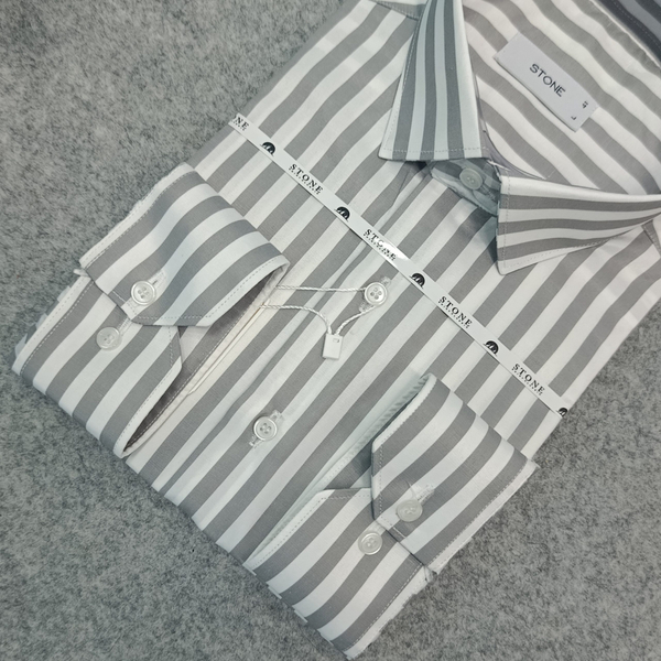 پیراهن مردانه راه راه استین بلند پارچه ترک سایز M تا 2XL | پیراهن طرحدار آستین بلند مردانه قواره آزاد | پیراهن آستین بلند مردانه راه راه  قواره کلاسیک