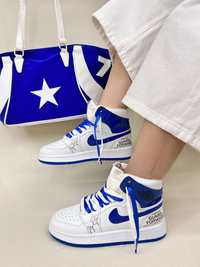 کتونی ساقدار زنانه ایر جردن 1 امضا شیکاگو کینگ بلو 1 NIKE AIR JORDAN کد 912