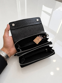 کیف دستی زیپ دار چرم طبیعی