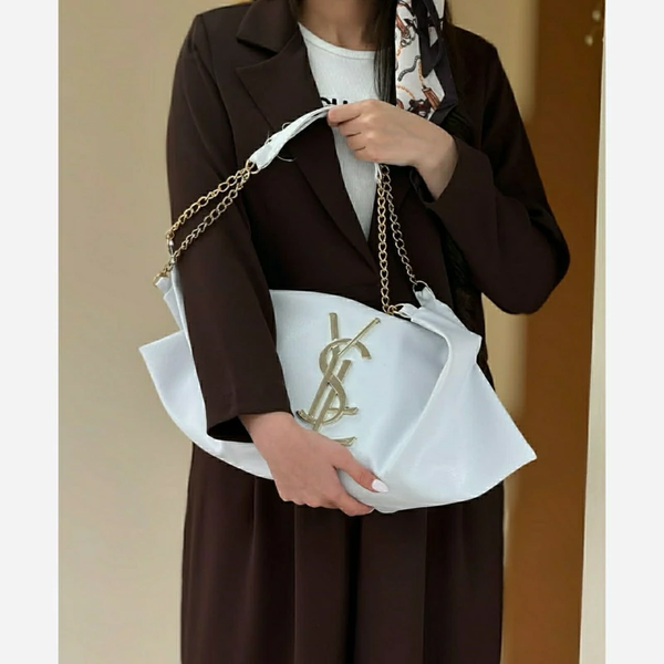 کیف دوشی چرم YSL مدل ترند با بند زنجیری