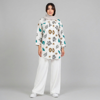 مانتو زنانه لینن طرح دار پازل کد 205