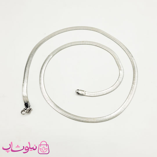 خرید  زنجیر مردانه هرینگبون مدل نقره ای استیل 60 سانت 4 میل 