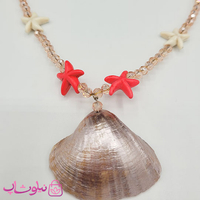 گردنبند زنانه دستساز برند N&SH مدل صدف صورتی روشن کد 150