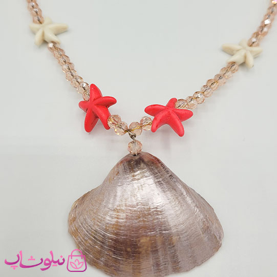 گردنبند زنانه دستساز برند N&SH مدل صدف صورتی روشن کد 150