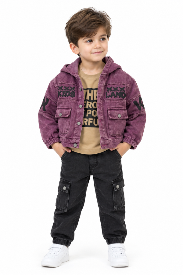 ست لباس بچگانه کت و تیشرت مدل kids land