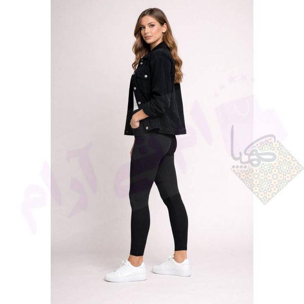 لگ کبریتی زنانه مشکی M5 | کمر پهن سوپر شاین با تضمین کیفیت کد 305