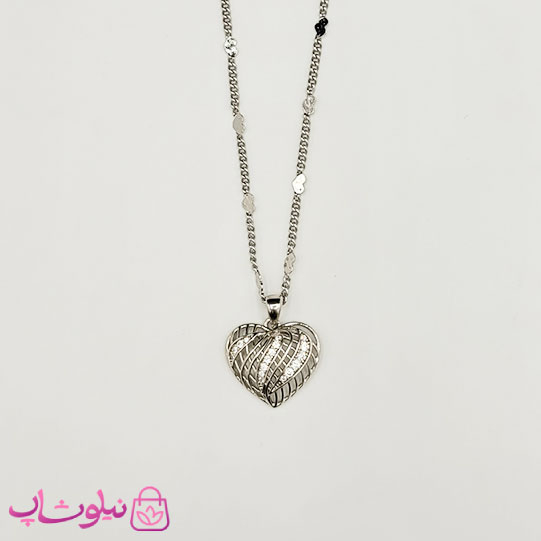 خرید  گردنبند زنانه ژوپینگ طرح قلب نقره ای رنگ 