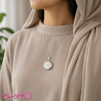 گردنبند لاکت زنانه دایره نقره ای کد 210
