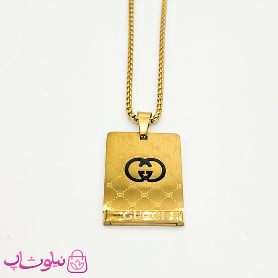 خرید  گردنبند مردانه مدل گوچی استیل 