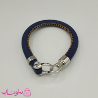 خرید  دستبند امگا رابر سرمه ای مردانه سایز لارج کیفیت مستر با دوخت نارنجی (طراحی جدید) 