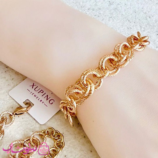 خرید  دستبند زنانه ژوپینگ مدل حلقه های درهم 