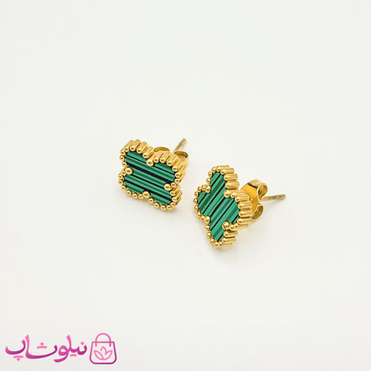 ست گردنبند و گوشواره دخترانه ونکلیف سبز کد 1691