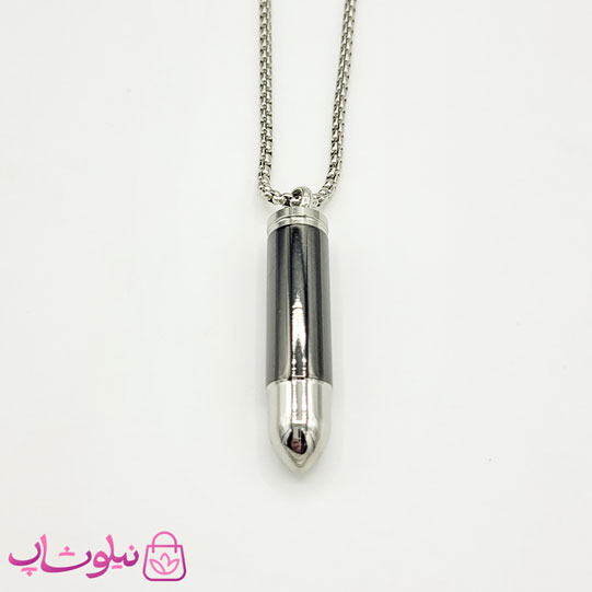 خرید  گردنبند پسرانه استیل طرح فشنگ مشکی 
