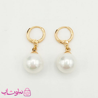 گوشواره زنانه ژوپینگ با آویز مروارید سفید قطر 1 سانت کد 3791