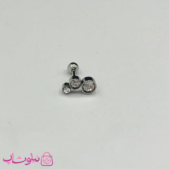 خرید پیرسینگ گوش طرح سه نگین دایره ای