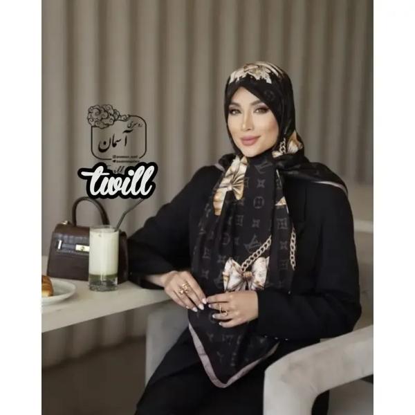 خرید روسری ساتن ابریشم طرح زمرد قواره 140 توییل مجلسی 