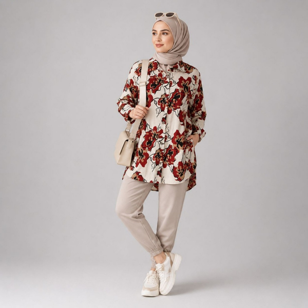 مانتو زنانه کراش گلدار نسترن کد 230