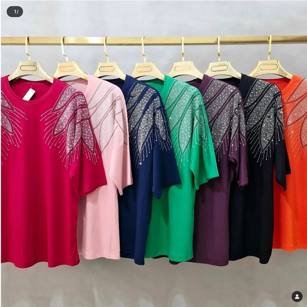 بلوز زنانه ویسکوز نگین دار طرح بال فرشته کد 55