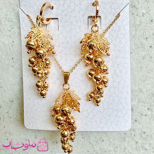 خرید  نیم ست زنانه ysx مدل شاخه انگور طلایی رنگ 