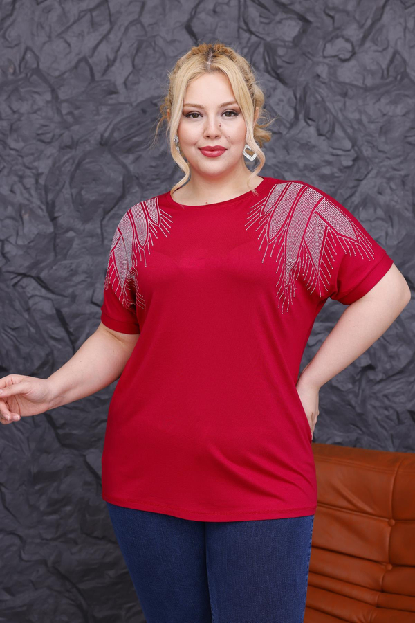 بلوز زنانه ویسکوز نگین دار طرح بال فرشته کد 55