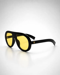 خرید Yellow Lens Flat-Top Aviator Oversized Sunglasses