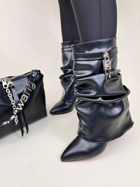 نیم بوت پاشنه دار زنانه ژیوانشی چروک GIVENCHY کد 1333 دختر طهرونی کد 682