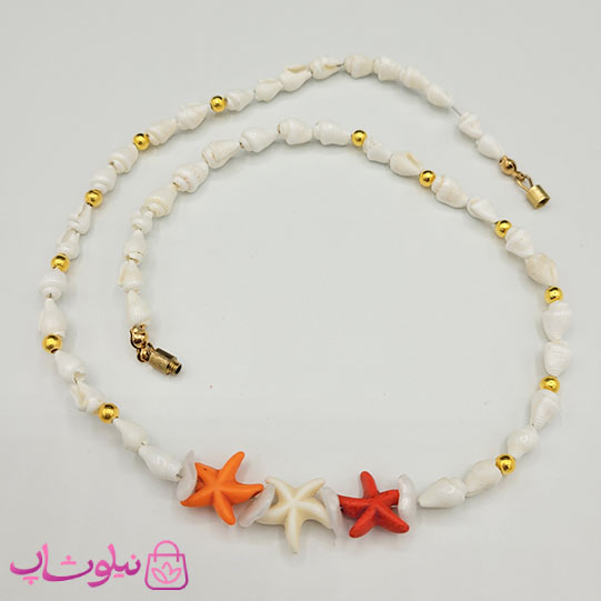 خرید  گردنبند زنانه دستساز برند N&SH مدل صدف دریایی سفید 