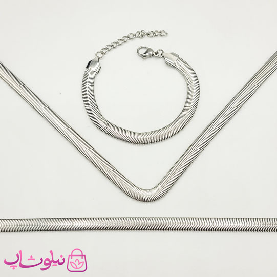 خرید گردنبند/ دستبند/ پابند هرینگبون نرم نقره ای ضخامت 7 میل 