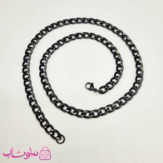 خرید  زنجیر مردانه کارتیه مشکی استیل 60 سانت عرض 7 میل 